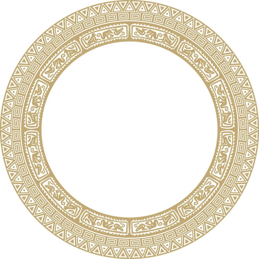 round golden border ornament. Native American tribes framework, circle. vector