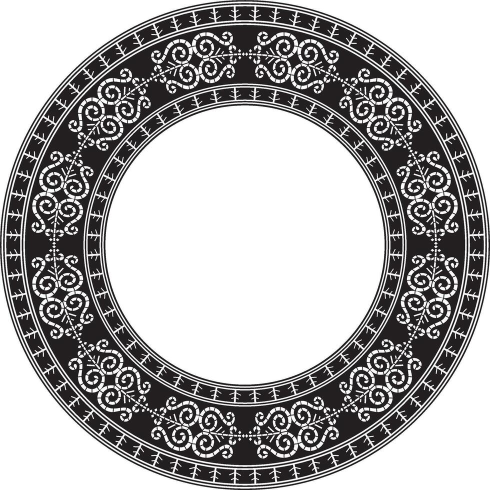monochrome black round Yakut ornament. Endless circle, border, frame of the northern peoples of the Far East. vector
