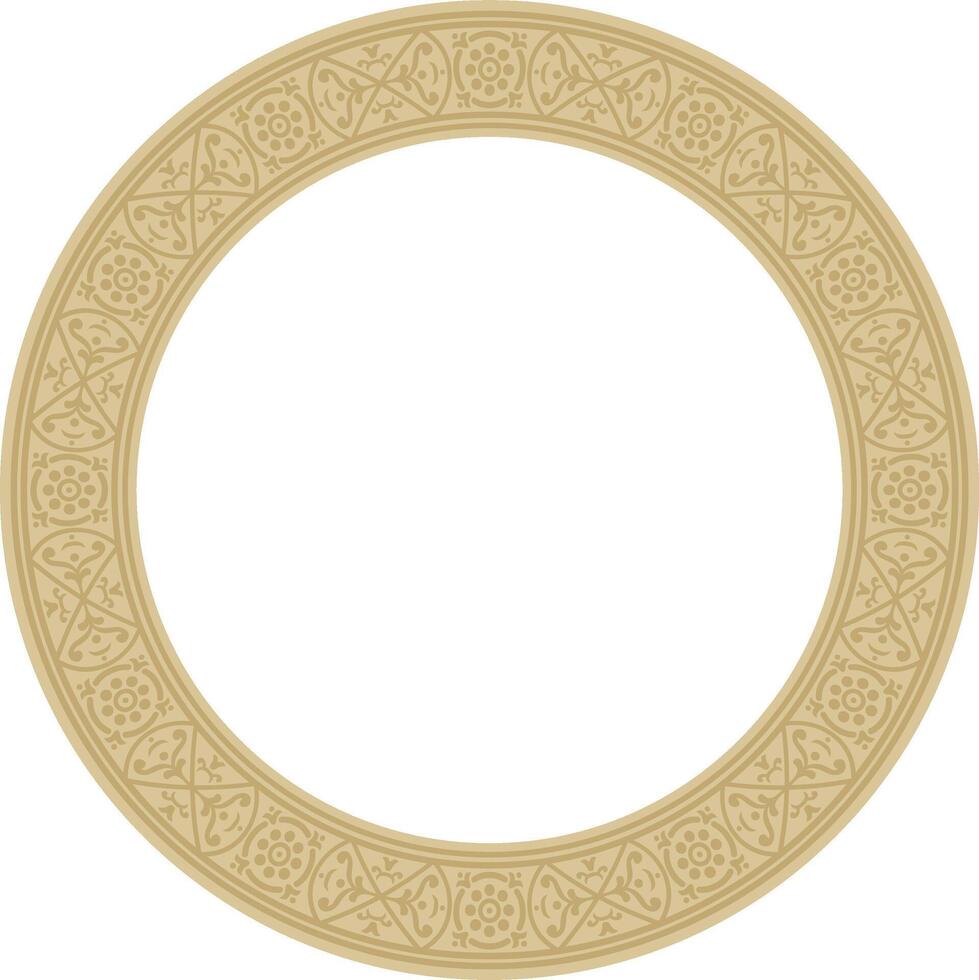 round gold border, frame, Pompeii ring. Circle Neopolitan ornament. Art of Ancient Rome. vector