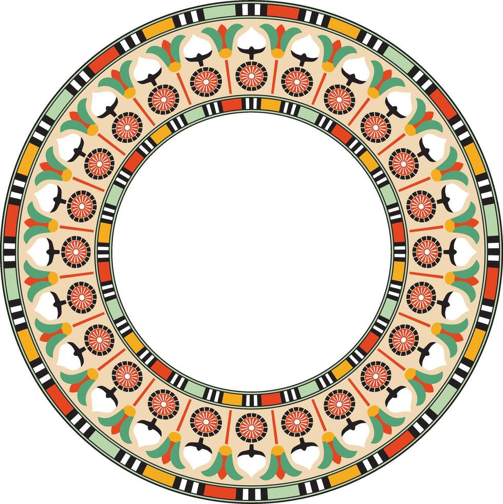 colorful round Egyptian ornament. Endless Circle, Ring of Ancient Egypt. Geometric African frame. vector