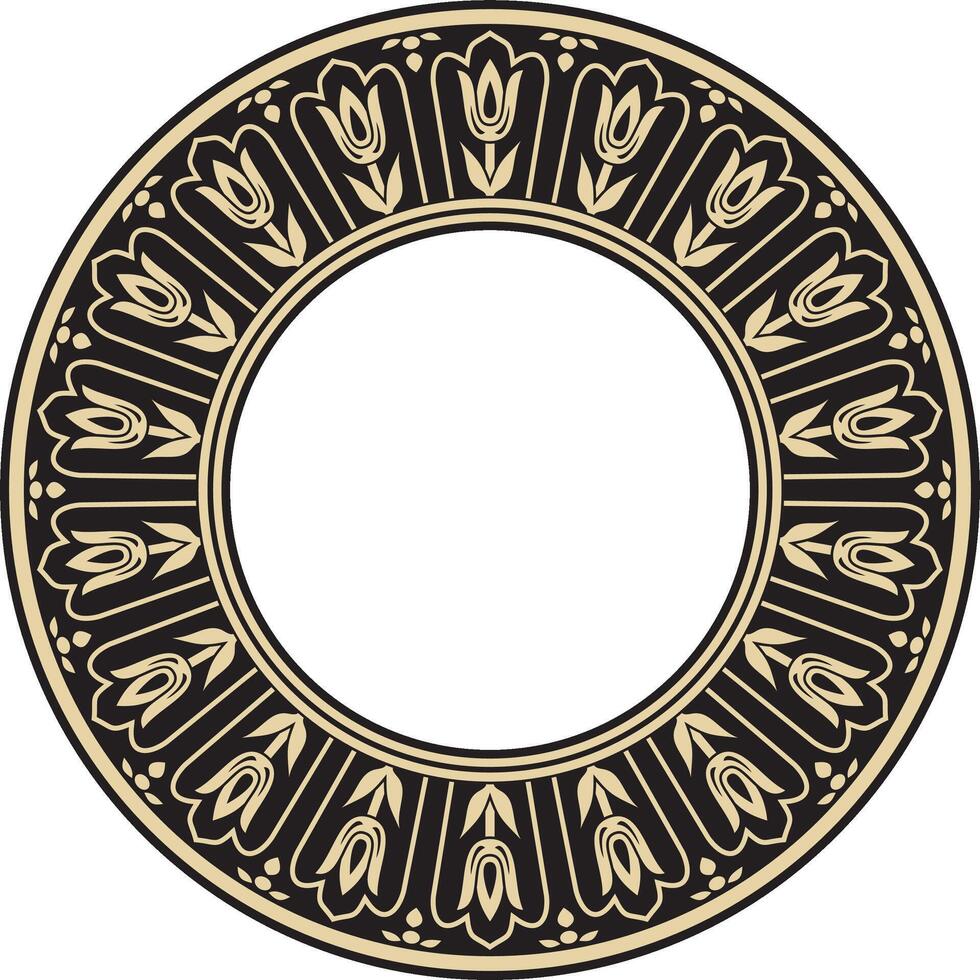golden and black round turkish ornament. Endless ottoman national border, frame vector