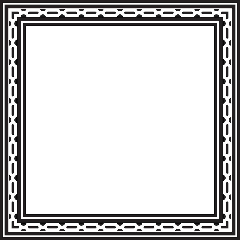 black monochrome square Egyptian ornament. Rectangle, frame, ancient Egypt.Pattern of lotus flowers and sun. Template for stained glass vector