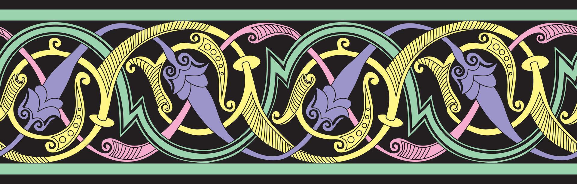 colored seamless oriental national ornament. Endless ethnic floral border, arab peoples frame. Persian painting vector