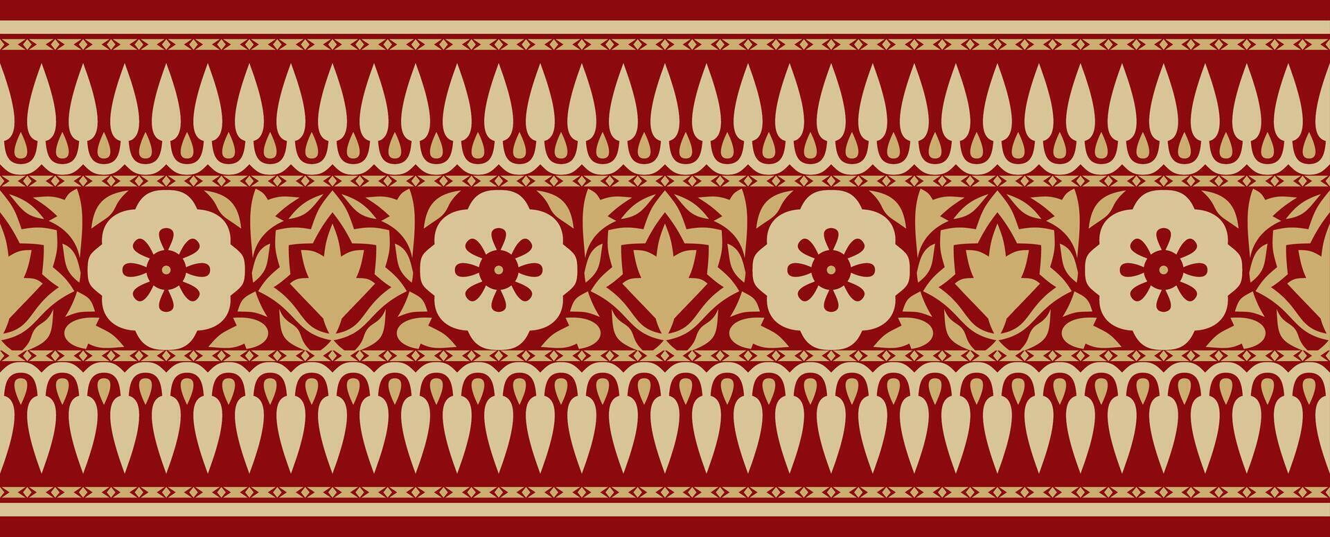 seamless national Indian ornament. red with black endless border, frame. vector