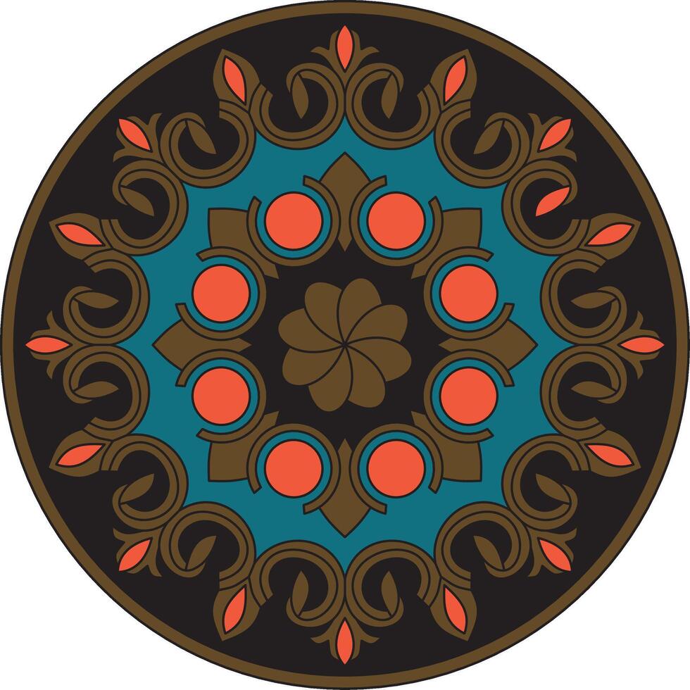 colored round Turkish ornament. Endless Ottoman national circle. vector