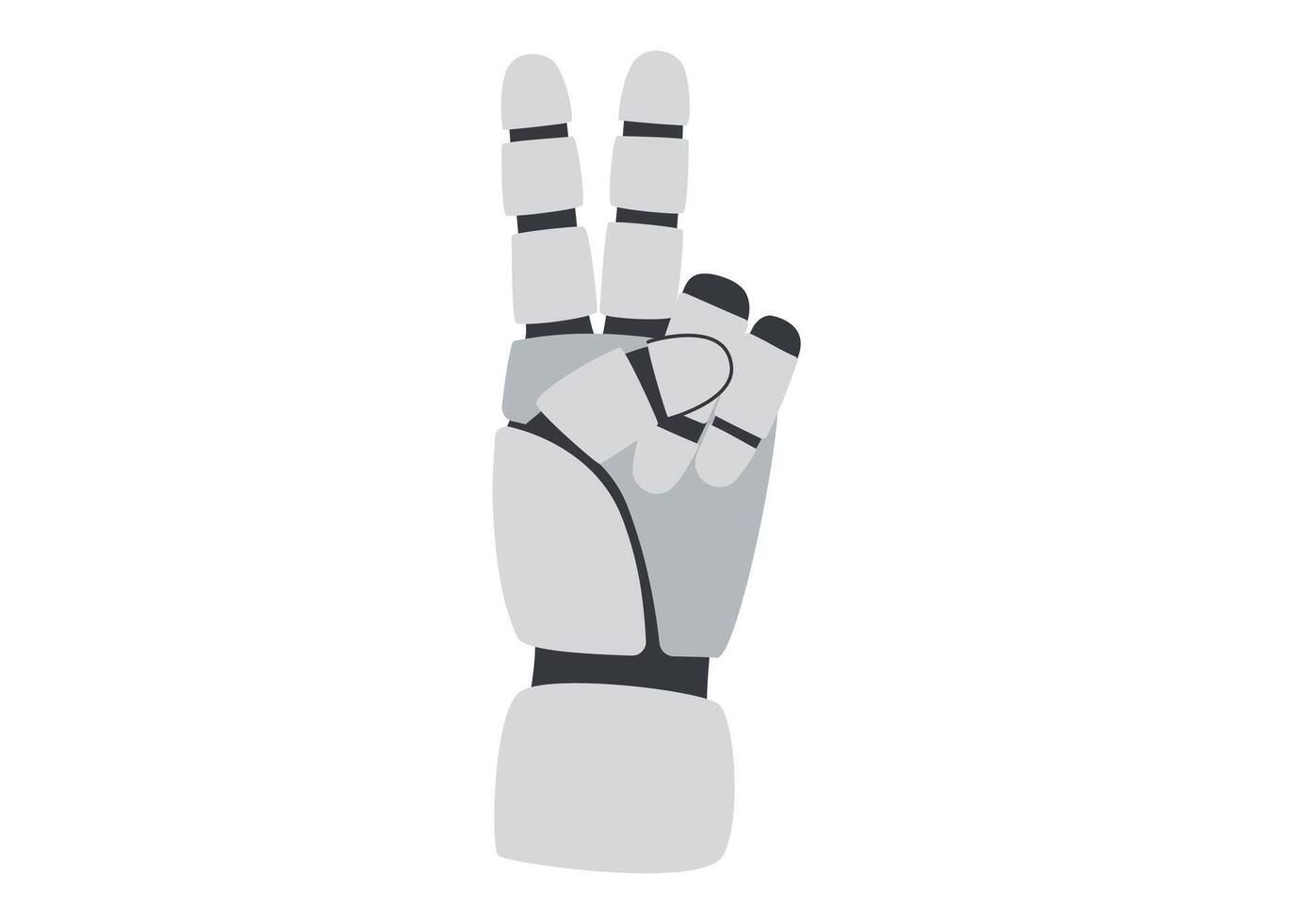 Technology concept. AI concept. Robots hand gesture showing sign win isolated on white background. vector
