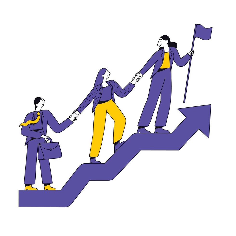 Team Collaboration and Leadership on Growth Path vector