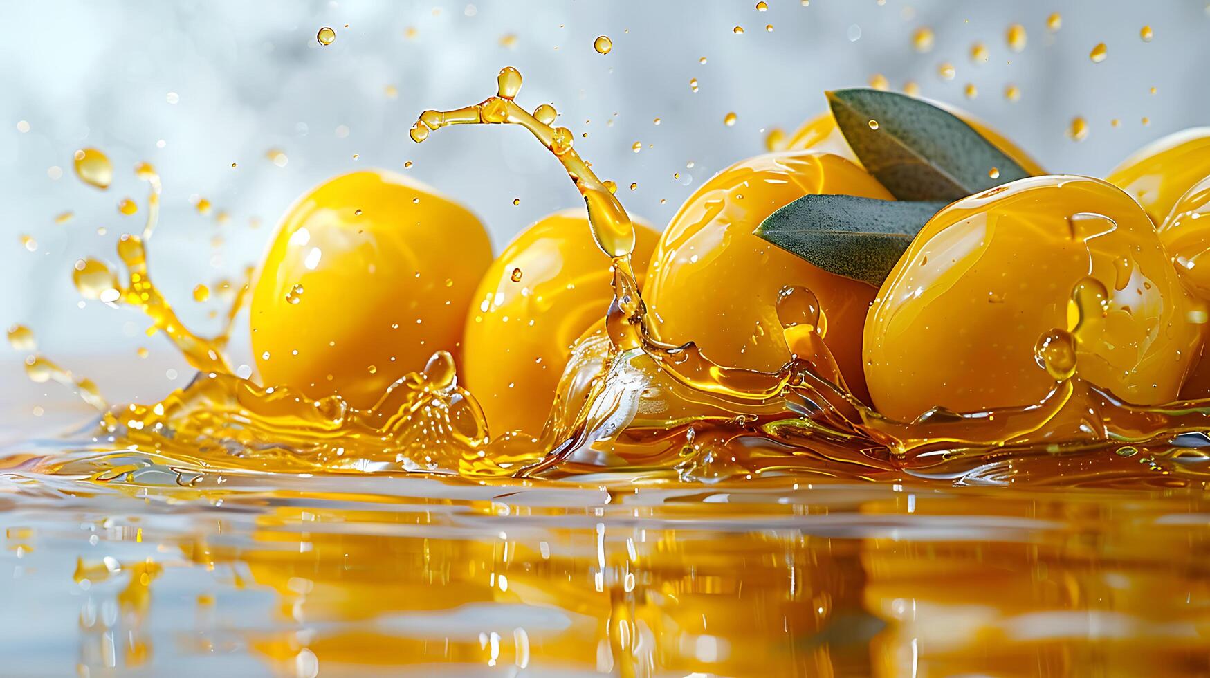 Olive fruit with oil splash on a white background photo
