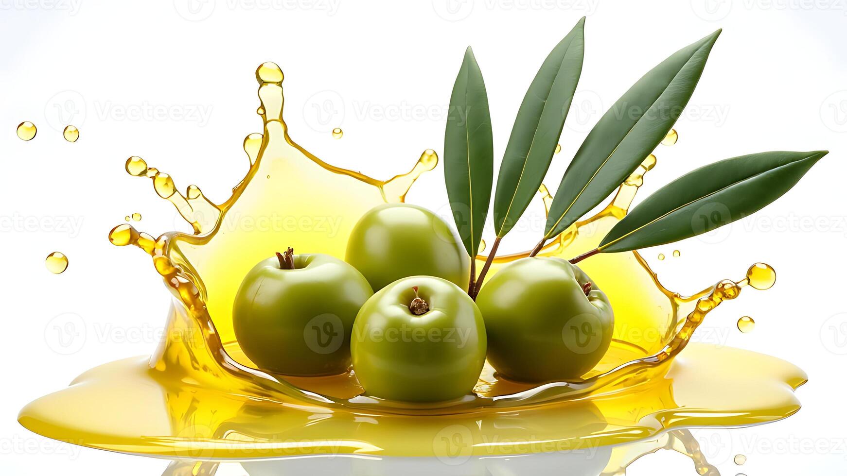 Olive fruit with oil splash on a white background photo