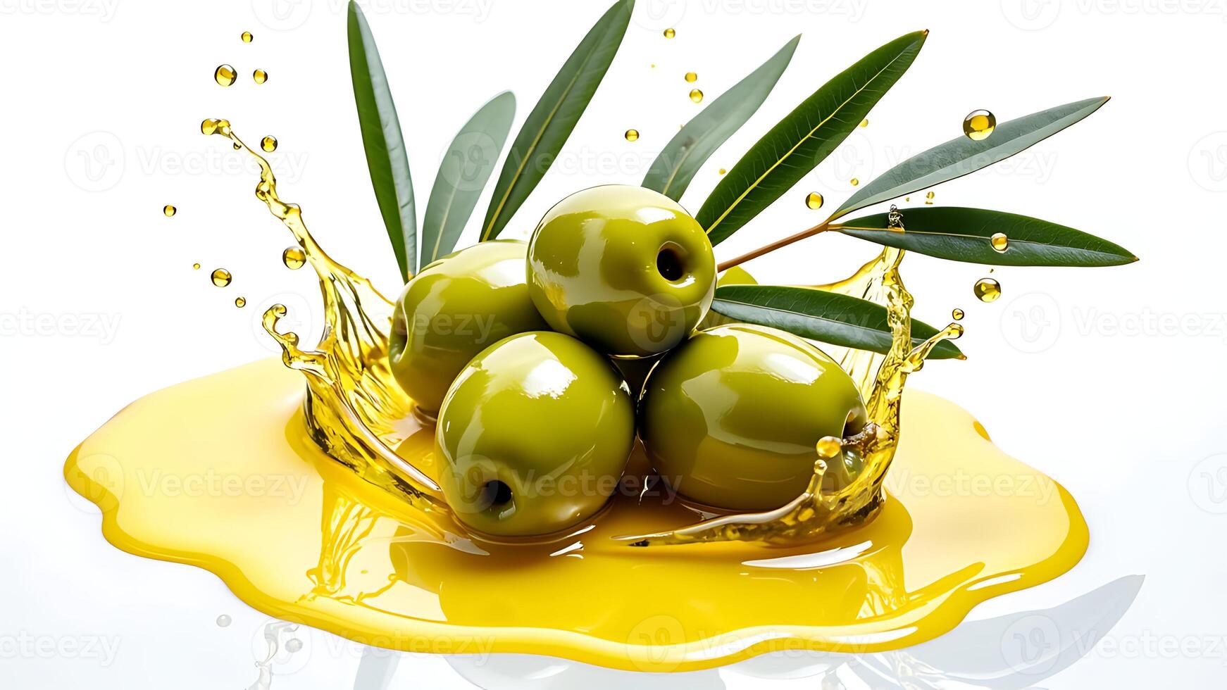 Olive fruit with oil splash on a white background photo