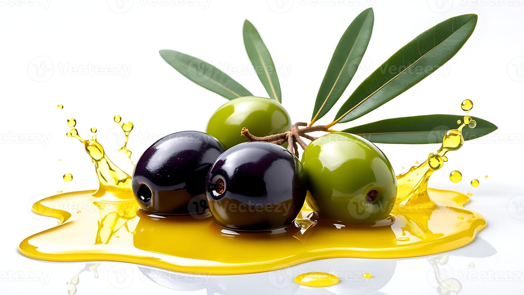 Olive fruit with oil splash on a white background photo