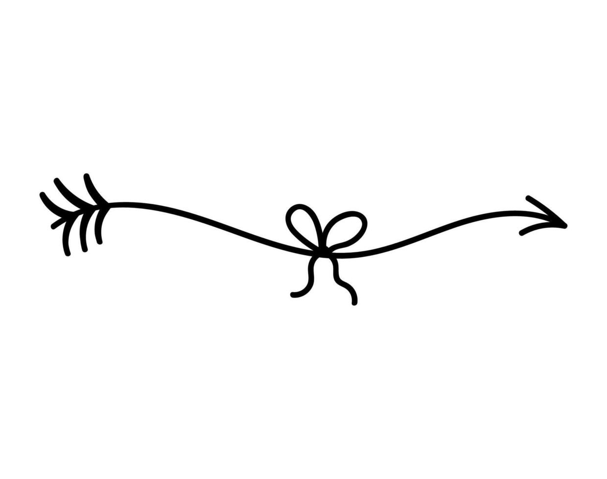 Cute doodle arrow isolated on white background. hand-drawn illustration. Perfect for Valentine's Day designs, cards, invitations, decorations. vector