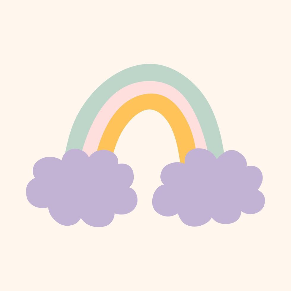 Cute rainbow isolated on a white background. hand-drawn illustration in flat style. Perfect for decorations, logo, various designs. vector