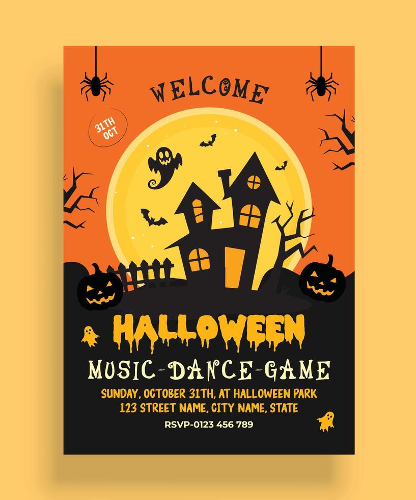 Night Party Halloween Flyer Design vector