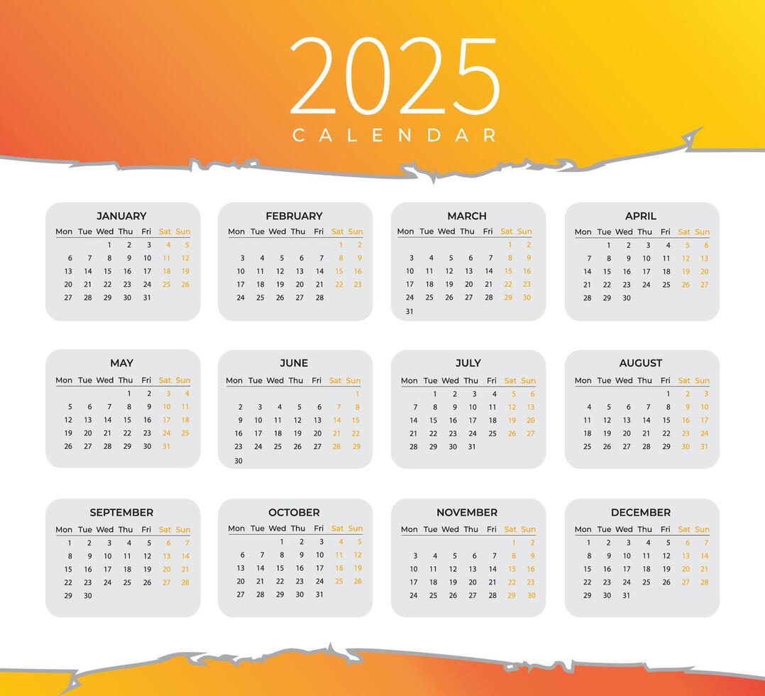 Design Your Year 2025 wall Calendar vector