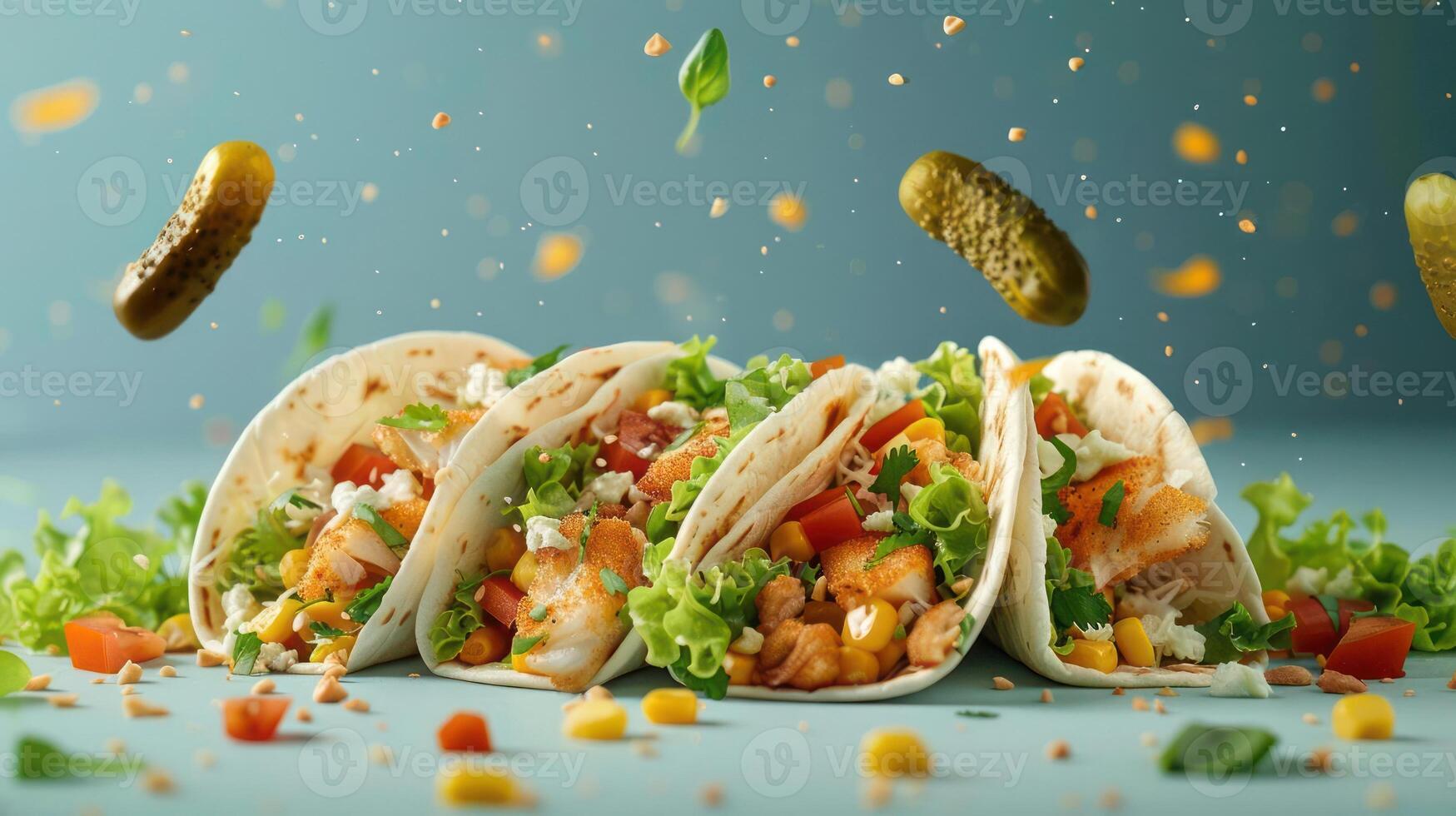 a group of tacos that are sitting on a table photo