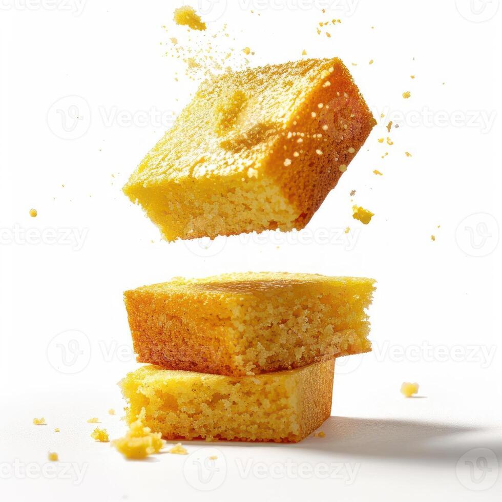 a piece of cake falling into the air photo