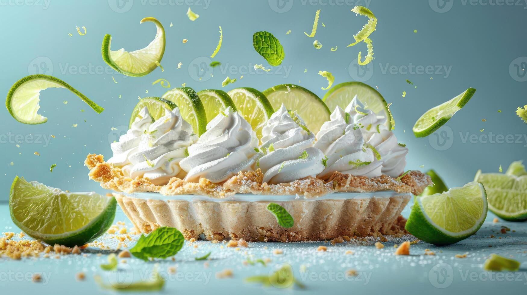 a cupcake topped with whipped cream and lime slices photo