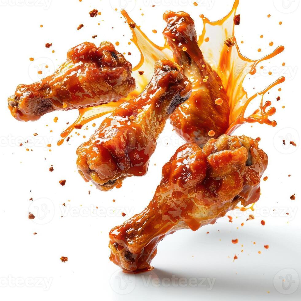 a bunch of food that is flying in the air photo