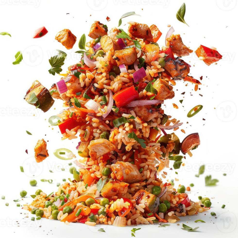 a pile of food that is falling into the air photo