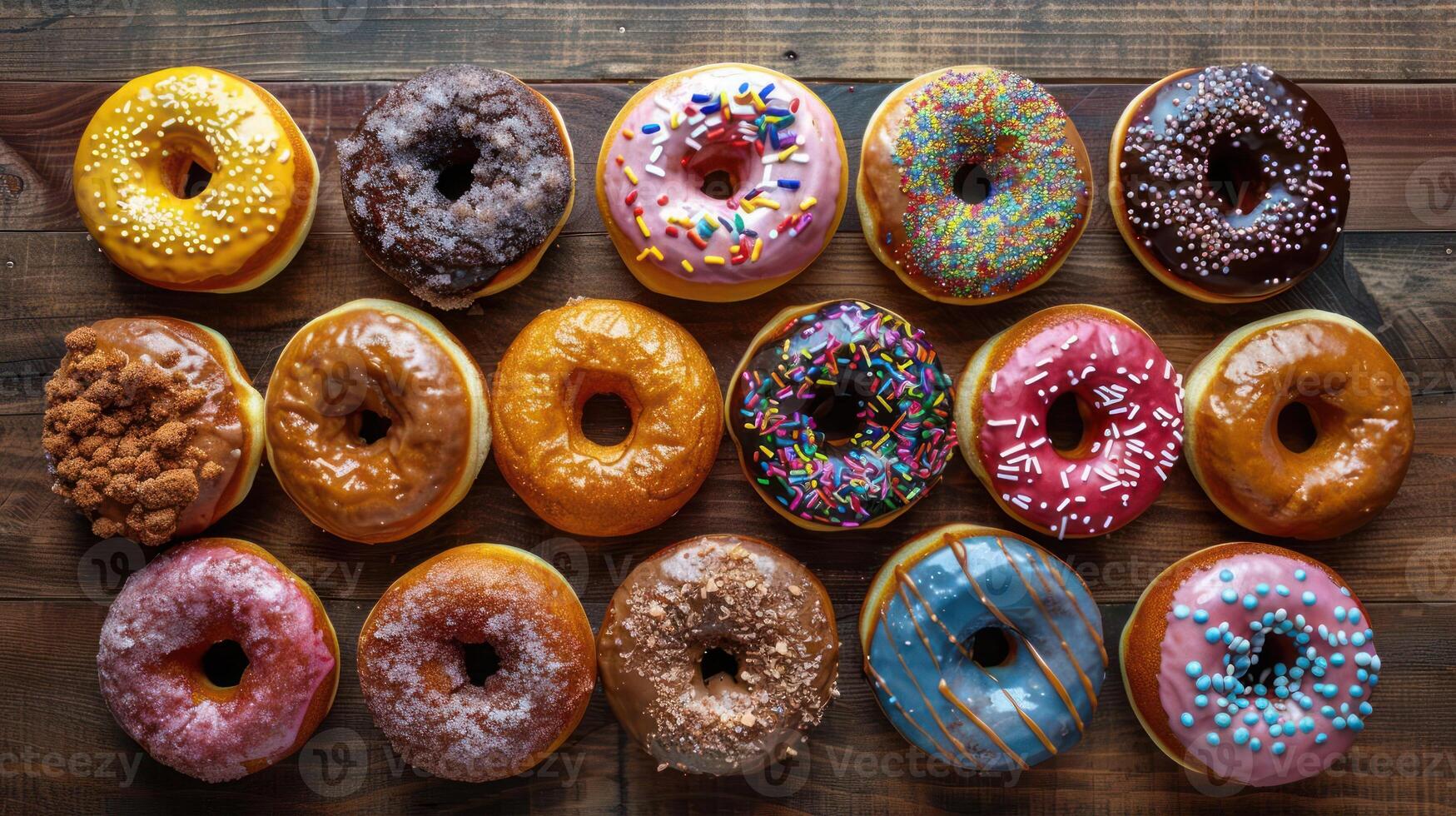 a bunch of doughnuts that are on a table photo