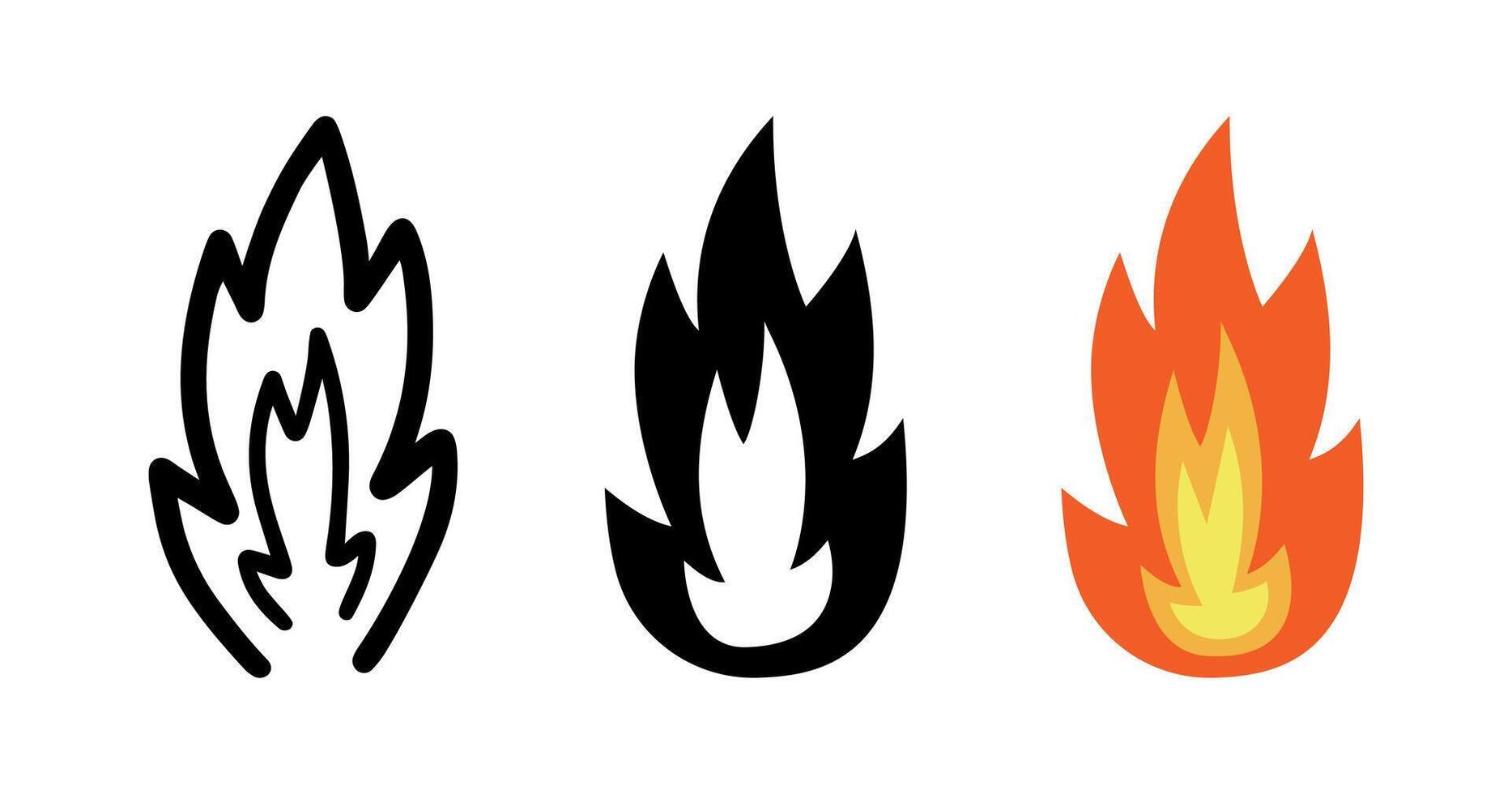 Set of Fire was burning fiercely cartoon doodle. vector