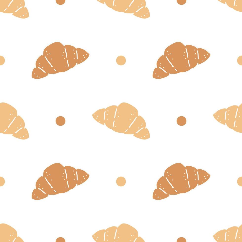 Seamless patterns of Croissant cartoon doodle. vector