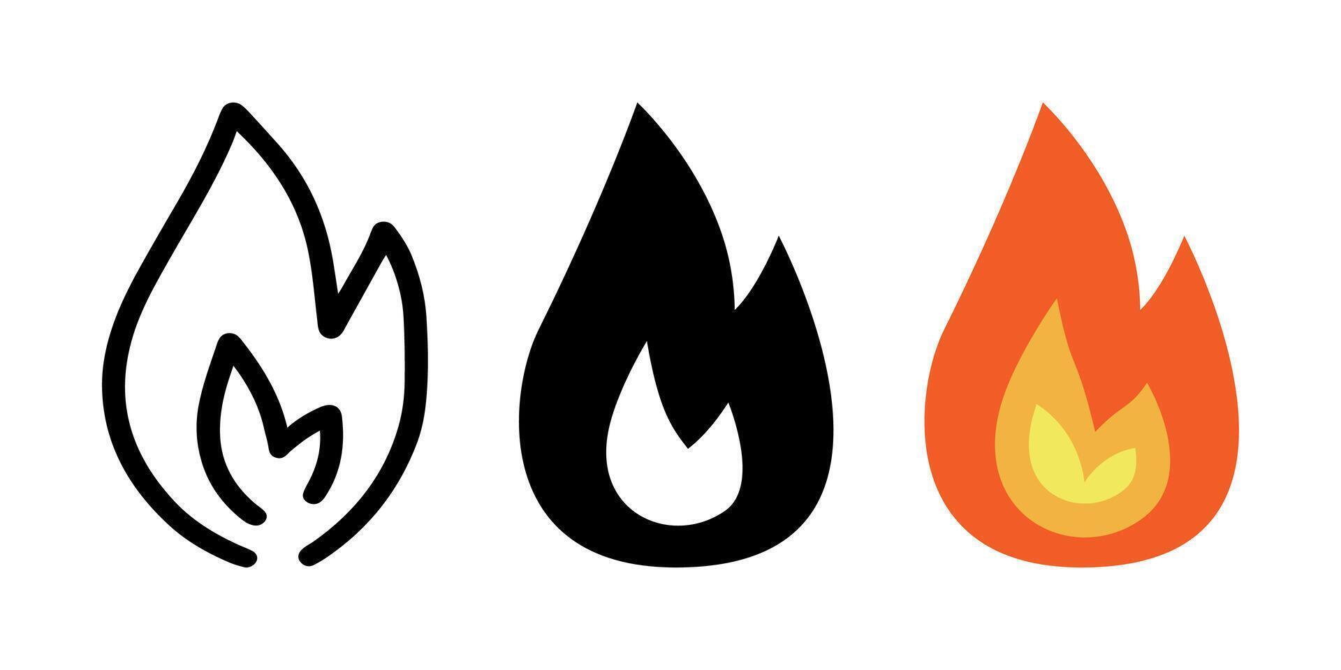 Set of Cute flame cartoon doodle. vector