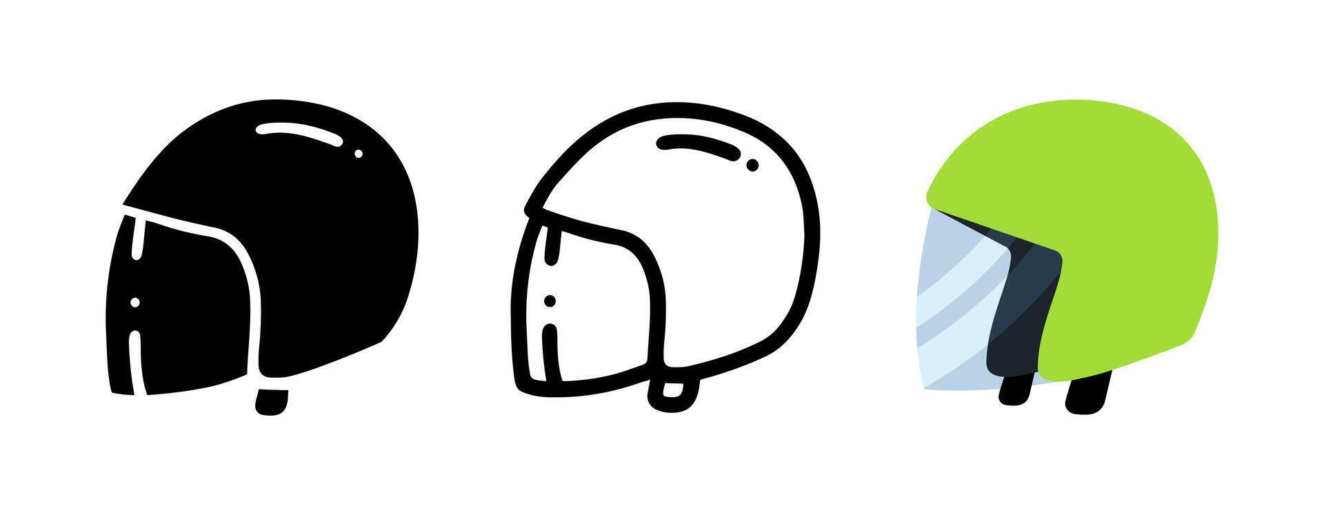 Set of Green helmet cartoon doodle. vector