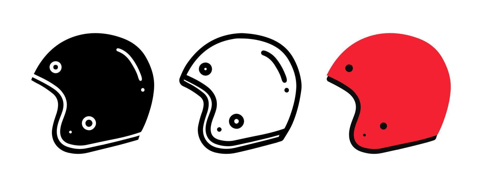 Set of Helmet without visor cartoon doodle. vector