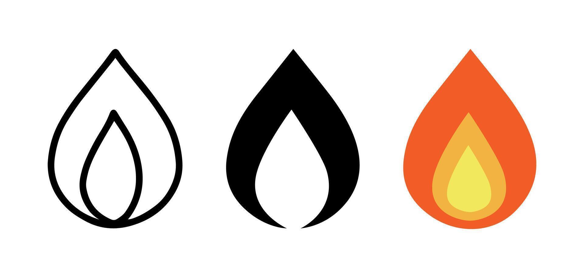 Set of Candle fire effect cartoon doodle. vector