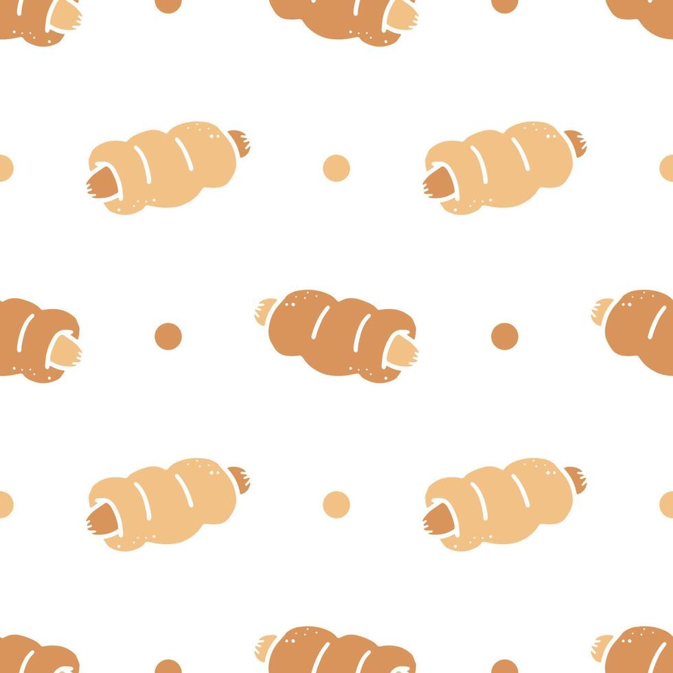 Seamless patterns of Bread with Hotdog cartoon doodle. vector