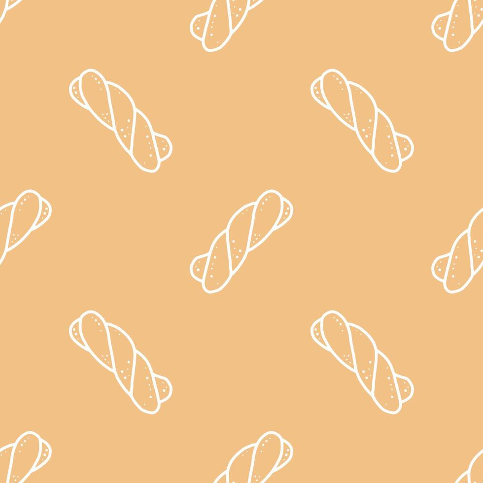 Seamless patterns of Bakery bread cartoon doodle. vector