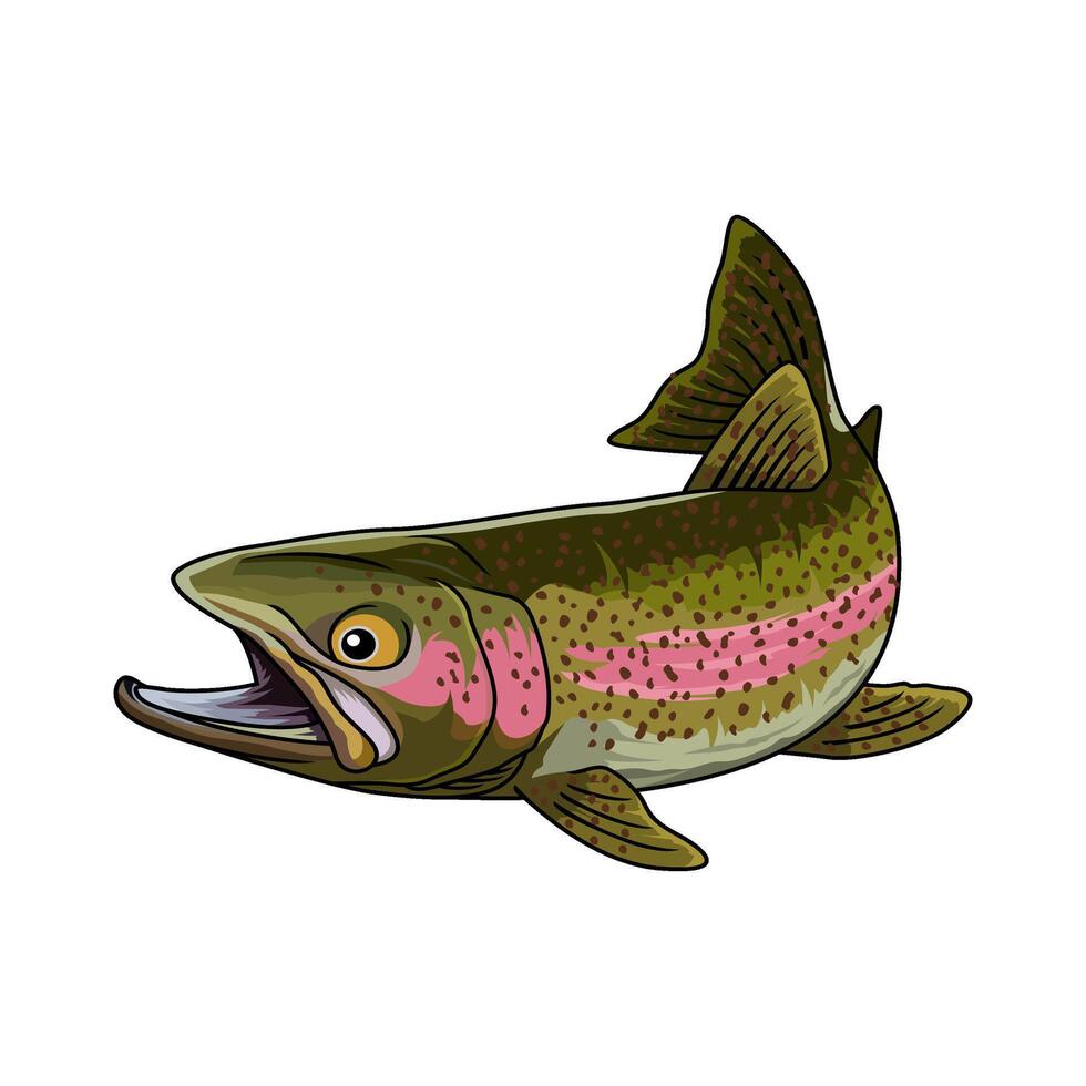 rainbow trout fishing weaving in pursuit of prey vector