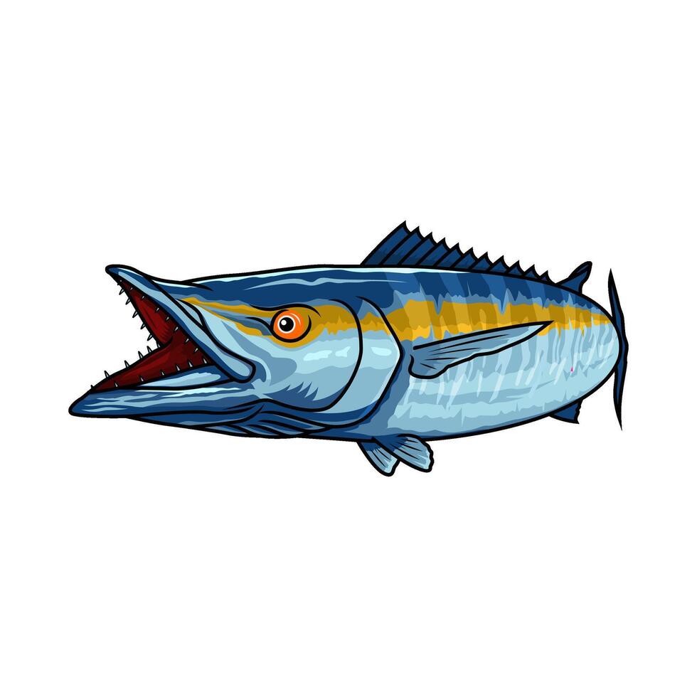 wahoo fishing with the body straight back vector