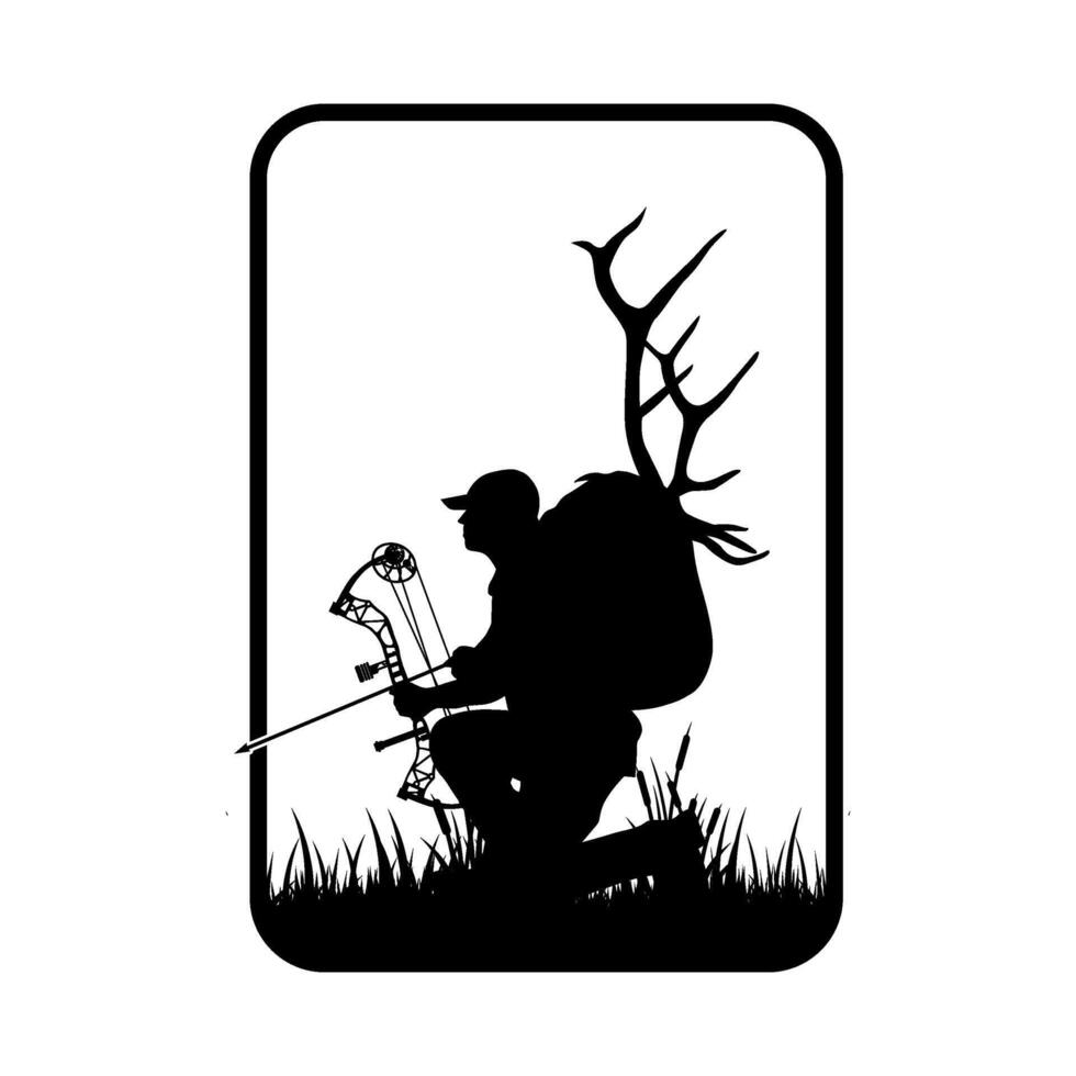 Hunter Bow Archery Elk Hunting Logo vector