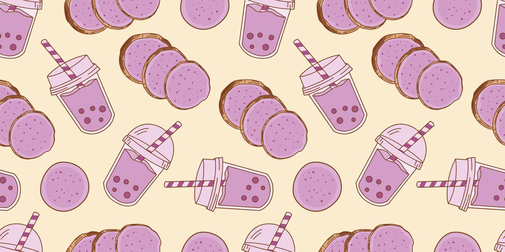 Ice Cream taro seamless pattern backgrounds vector