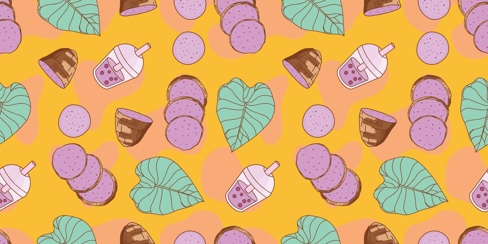 Leaf taro seamless pattern backgrounds vector