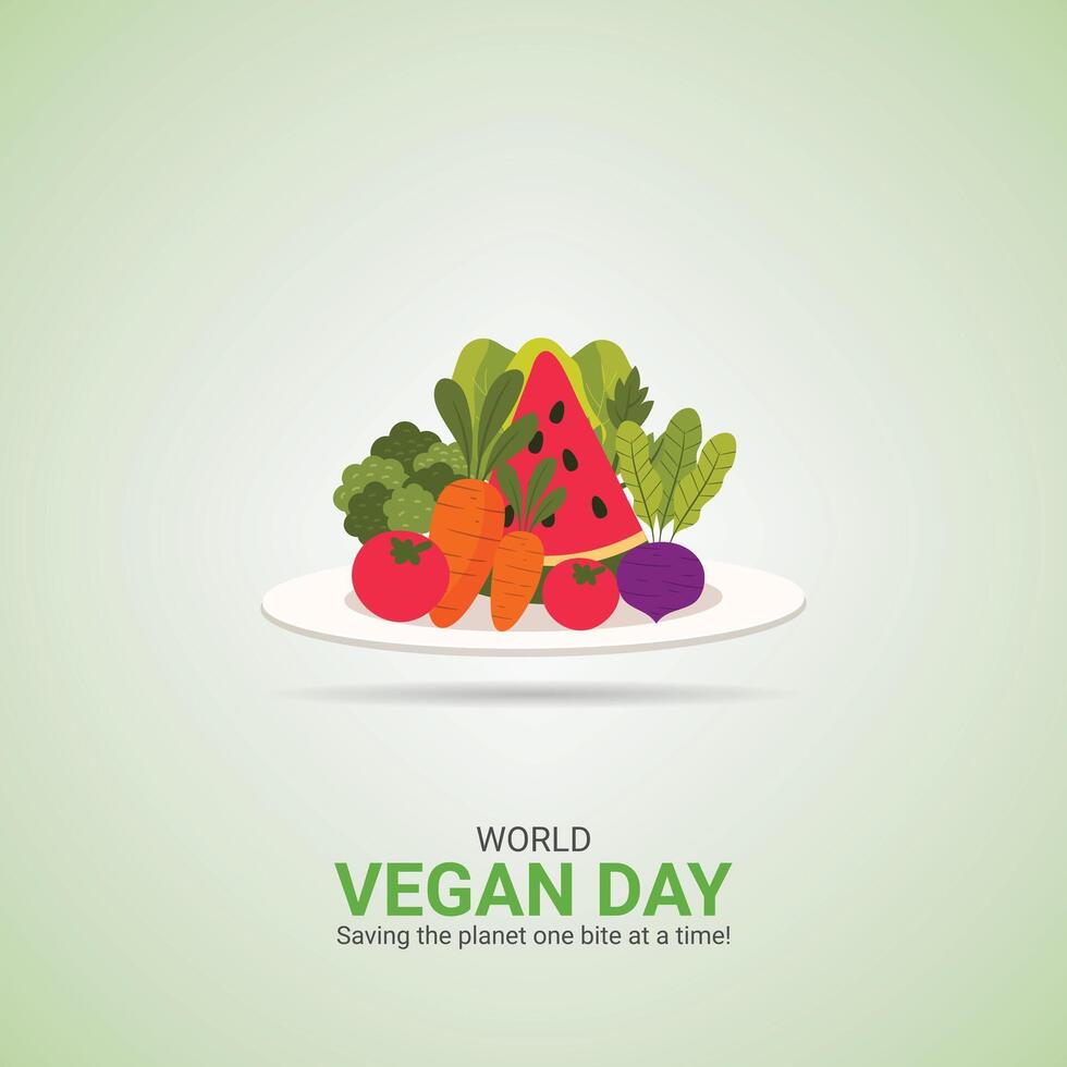 World Vegan Day creative design vector