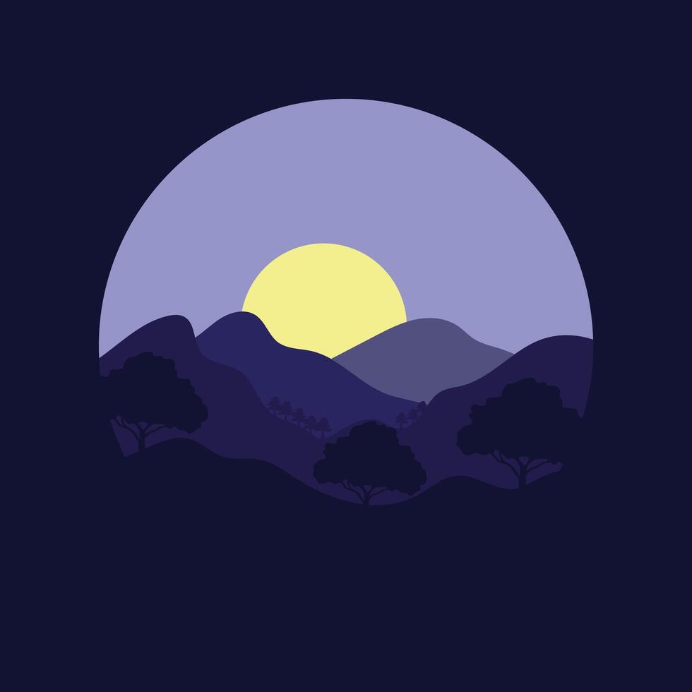 Illustration of a mountain view in a circle vector