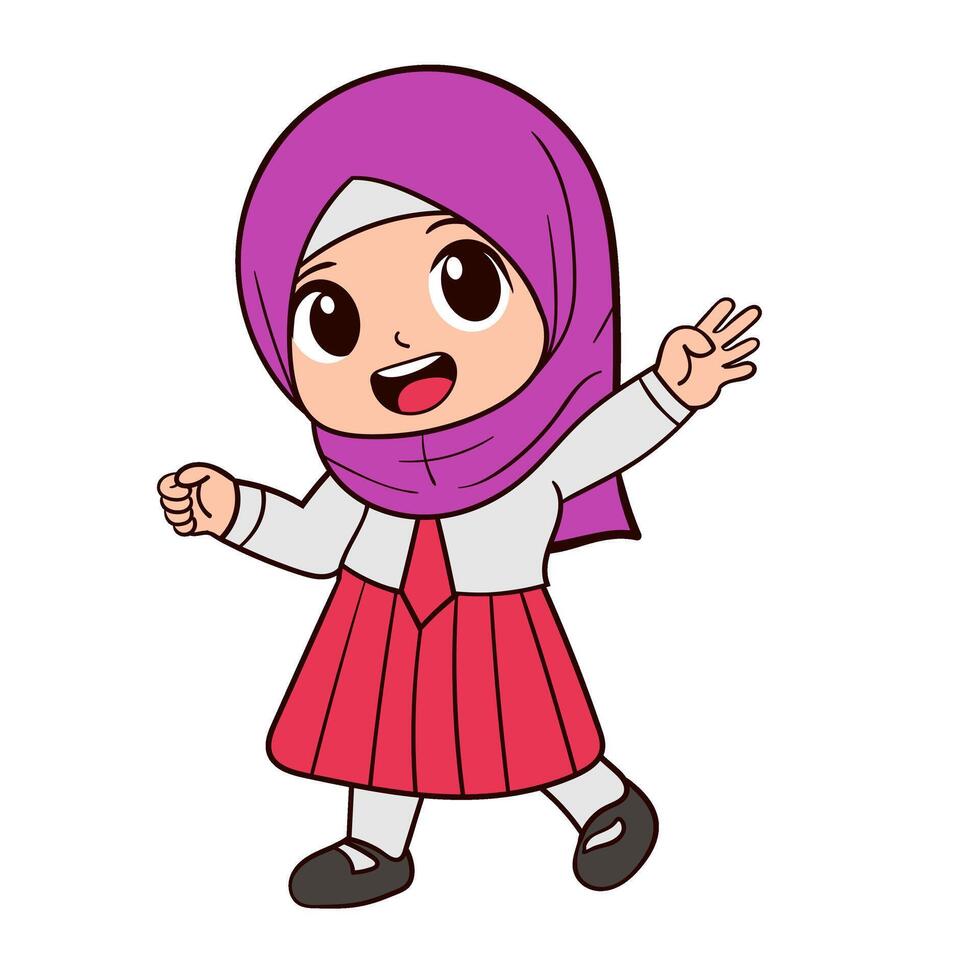 Cheerful Muslim Girl Smiling with Joyful Expression vector