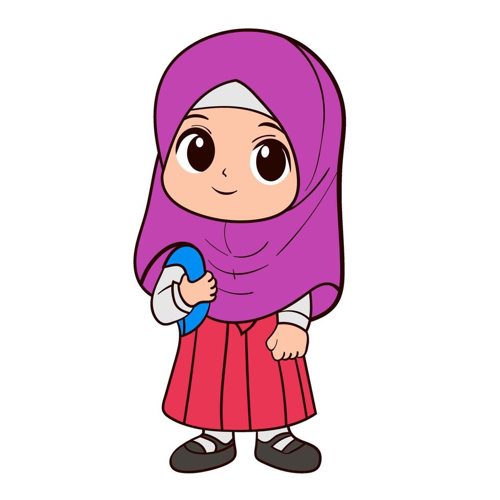 Beautiful Muslim Girl Smiling with Joyful Expression vector