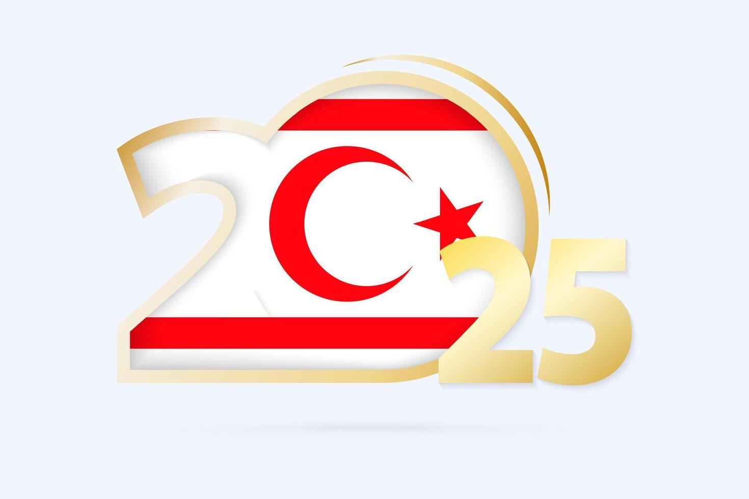 Year 2025 with Northern Cyprus Flag pattern. vector