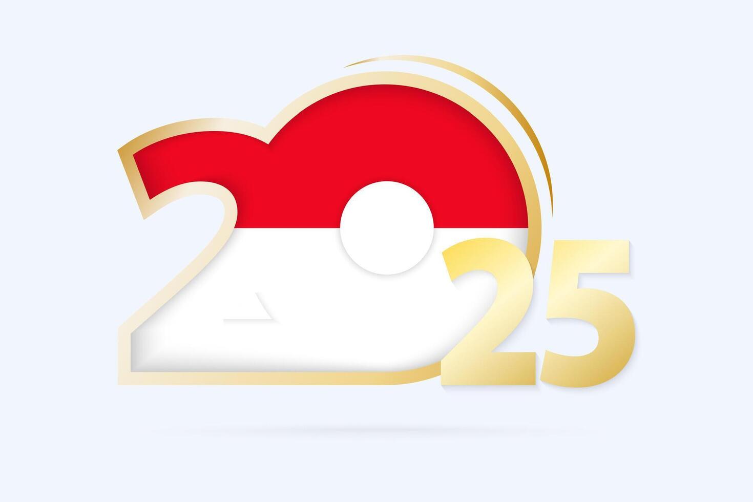 Year 2025 with Indonesia Flag pattern. vector