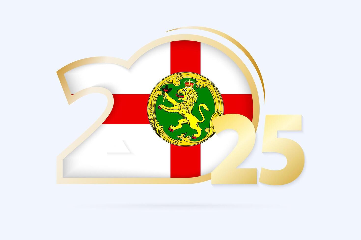 Year 2025 with Alderney Flag pattern. vector