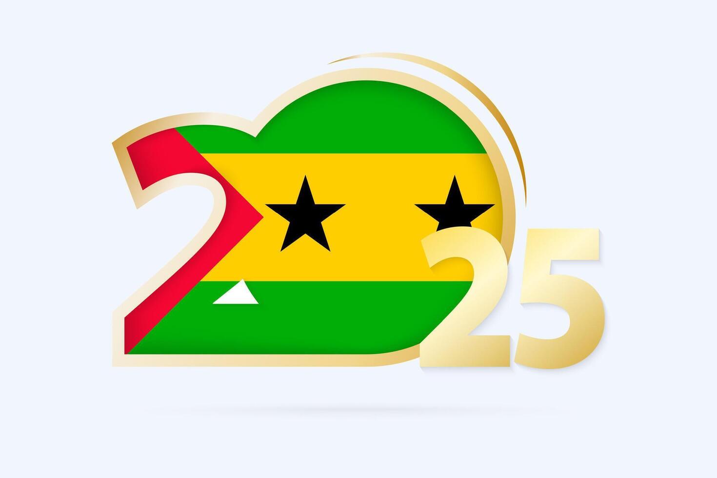 Year 2025 with Sao Tome and Principe Flag pattern. vector