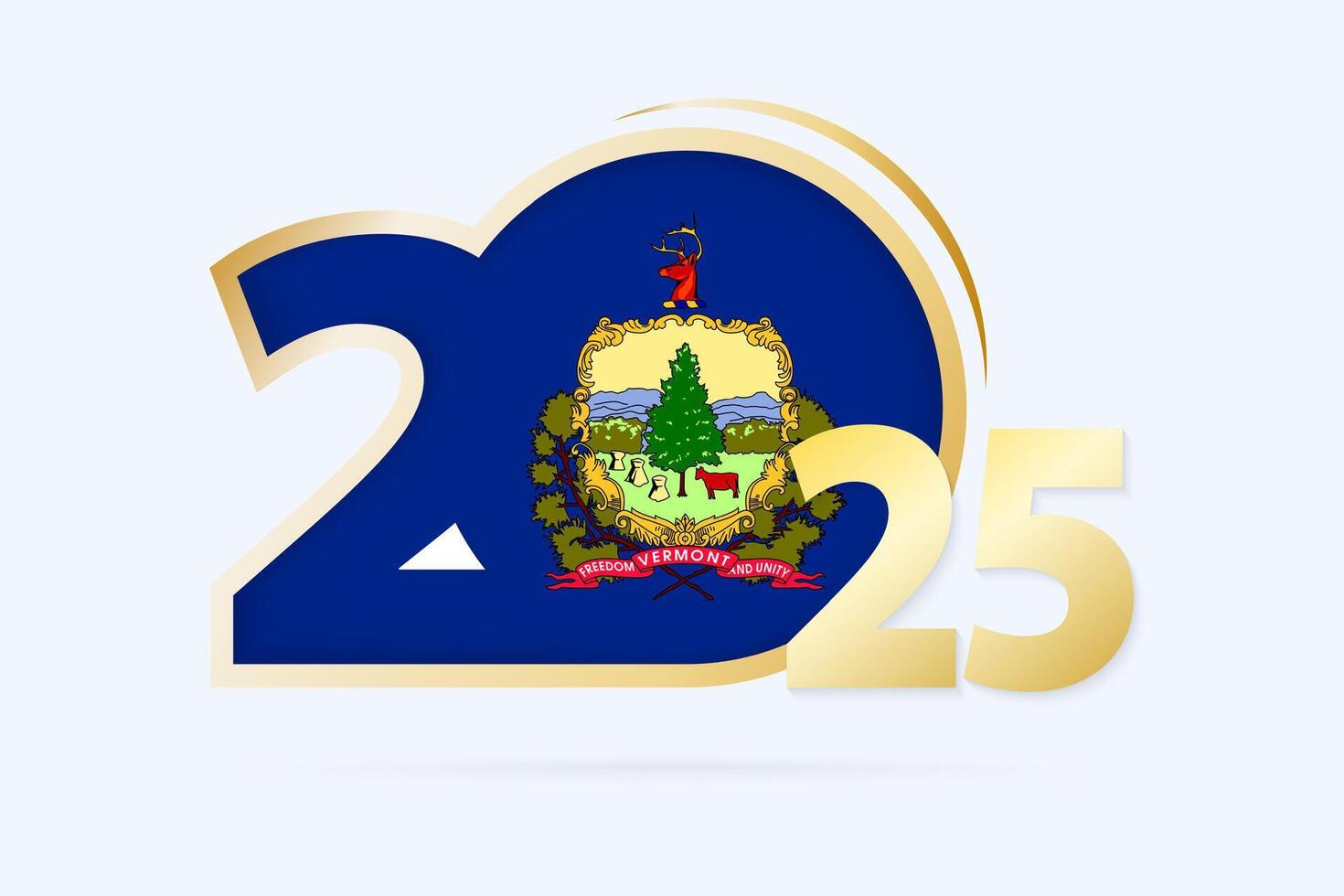 Year 2025 with Vermont Flag pattern. vector