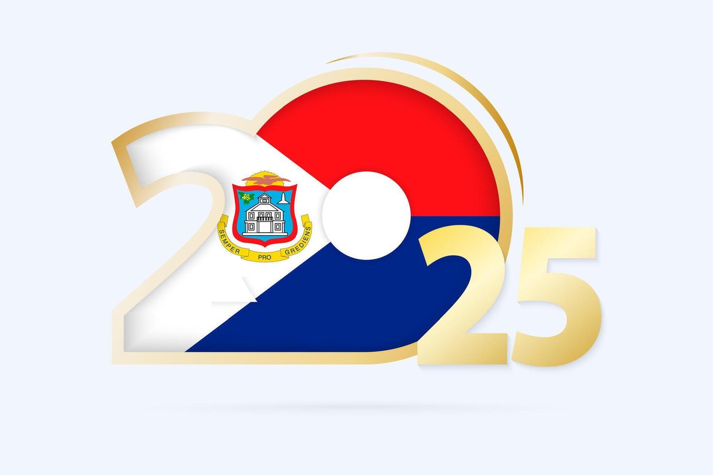 Year 2025 with Sint Maarten Flag pattern. vector