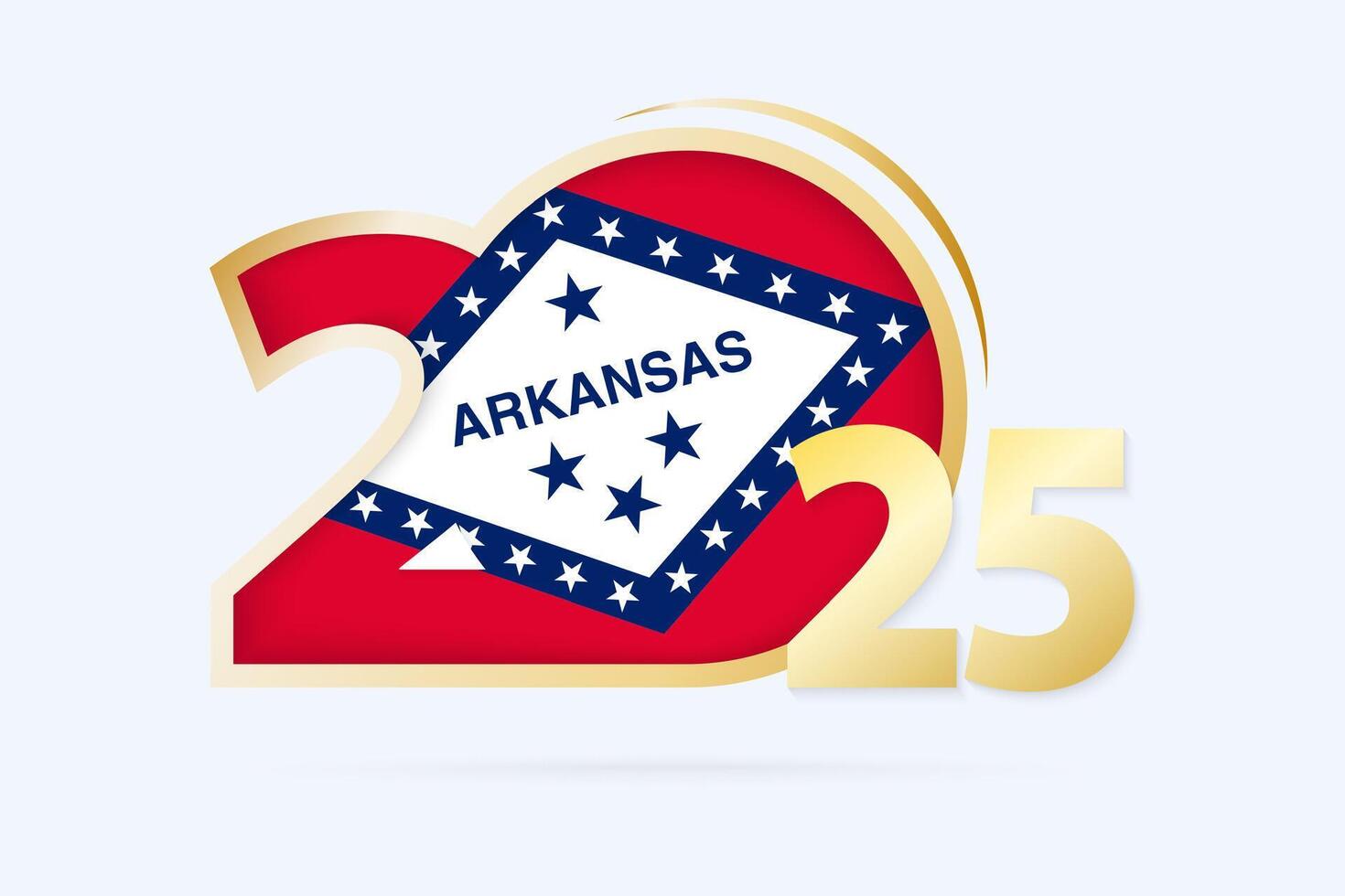 Year 2025 with Arkansas Flag pattern. vector