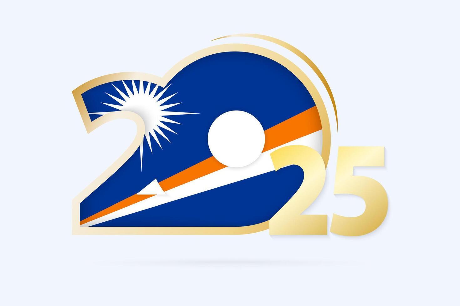 Year 2025 with Marshall Islands Flag pattern. vector